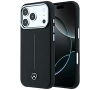 CG MOBILE Mercedes Ionic Line Half Leather Wrap Line Compatible with MagSafe Case for iPhone 18 Pro Max / 17 Pro Max (Black)