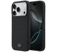 CG MOBILE Mercedes Leather Fabric with Bow Compatible with MagSafe Case for iPhone 17 Pro Max (Black)