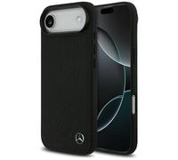 CG MOBILE Mercedes Leather Large Laurel Leaf Compatible with MagSafe Case for iPhone 17 Air (Black)