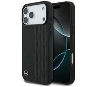 CG MOBILE Mercedes Leather Laurel Leaves Compatible with MagSafe Case for iPhone 17 Pro Max (Black)