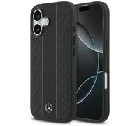 CG MOBILE Mercedes Leather Laurel Leaves Stripes Compatible with MagSafe Case for iPhone 17 (Black)