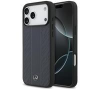 CG MOBILE Mercedes Leather Laurel Leaves Stripes Compatible with MagSafe Case for iPhone 17 Pro Max (Blue)