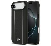 CG MOBILE Mercedes Leather Star Pattern Stripes Compatible with MagSafe Case for iPhone 17 Air (Black)