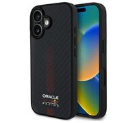 CG MOBILE Red Bull RBHMP16S24CFGSMK Case for iPhone 16 6.1 Inch Black Carbon Fibre Powerbar Compatible with MagSafe