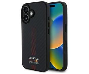 CG MOBILE Red Bull RBHMP16S24CFGSMK Case for iPhone 16 6.1 Inch Black Carbon Fibre Powerbar Compatible with MagSafe