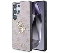 CG MOBILE Under Licence Guess Case for S25 Black Grained Big 4G Logo Small Classic Logo
