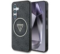 CG MOBILE Under Licence Guess Case for S25 Plus Black 4G Glitter Triangle Buttons Compatible with MagSafe