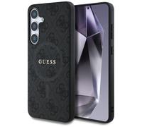 CG MOBILE Under License Guess Case for S25 Ultra Black Leather 4G Coloured Ring Classic Logo Compatible with MagSafe