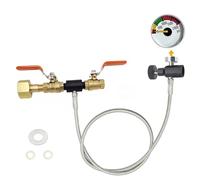 CGA320 Soda Machine blue Co2 Bottle Cylinder Refill Adapter Hose,For Refill blue Co2 Tank Bottle(CGA320 to TR21-4, Dual Valve With Gauge) (36In)