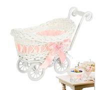 CGACCSD Flower Basket | Faux Rattan Candy Storage Cart - Office Decoration, Decorative Container for Indoor Outdoor Home Wedding