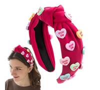 CGACCSD Valentine's Day Headband for Women, Knotted Valentine's Day Headband, Fashionable Spa Face Wash Headband, Soft Makeup Headwear, Seasonal Decorations, Love Heart Hair Wrap for Spa