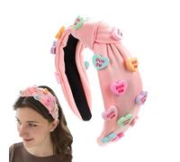 CGACCSD Wide Knot Headbands, Decorated Hair Bands, Valentine's Day Spa Headband, Face Wash Headband - Makeup Headwear, Soft Love Heart, Seasonal Decorations for Dating,