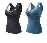 CgamlYunneyl 2-in-1 Built-in Bra Thermal Underwear, High Stretch Tank Tops for Women (2PCS G,3XL)