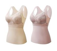CgamlYunneyl 2PCS 2-in-1 Built-in Bra Thermal Underwear, High Stretch Thermal Tank Tops for Women (2PCS L,XL)