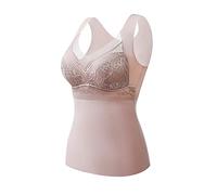 CgamlYunneyl 2PCS 2-in-1 Built-in Bra Thermal Underwear, High Stretch Thermal Tank Tops for Women (Light Pink, L)