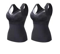 CgamlYunneyl 2PCS 2-in-1 Built-in Bra Thermal Underwear, High Stretch Thermal with Bra (2PCS E,L)