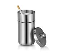 cgaplus Car Ashtray with Lid Smell Proof Stainless Steel Portable Ash Tray for Car Cup Holder Detachable Windproof Extinguished Cigarette Bucket Automotive Ashtrays for Outdoor Home Office Silver