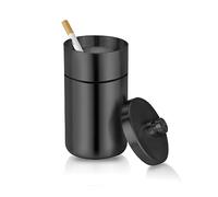cgaplus Car Ashtray with Lid Smell Proof Stainless Steel Portable Ash Tray for Car Cup Holder Detachable Windproof Extinguished Cigarette Bucket Automotive Ashtrays for Outdoor Home Office Black