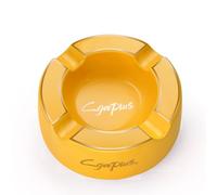 Cgaplus Cigar Ashtray 8" Round Classic Ceramic Large Ashtray 4 Cigarettes Rest for Outdoor Home Office Patio Gift for Men Yellow