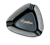 Cgaplus Cigar Ashtray Triangle Classic Ceramic Large Ashtray for Outdoor Home Office (Black)