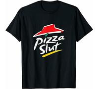 CGAWCU Men's Pizza Slut No One Outpizzas The Slut Funny Pizza T-Shirt Black