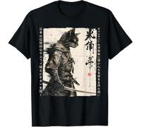 CGAWCU Samurai Cat Warrior Ukiyo Ink Artwork Cat Samurai T-Shirt Size XXL Black