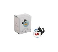 CGB Giftware | Artisan Glass Black Cat with Fish Bowl Figurine | Gift Boxed | Collectible | Glass Ornament | Duck | GB08202