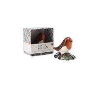 CGB Giftware | Ceramic Robin and Holly Branch Charm with Gift Box| Brown Orange | Lucky Ornament Collectable Decoration | Home Accessory | Gift For Christmas | Winter Robin Range | GB06229