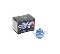 CGB Giftware | Glass Blue & White Teapot Ornament | Gift Box | Decoration | Collectable | Gift for Home | GB08017