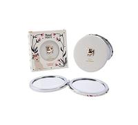 CGB Giftware Pug Compact Mirror | ‘Pugs and Kisses’ Cream Gold | Double Mirrored with 2 Magnifications | With Gift Box | Travel Handy Handbag Beauty Accessory | Ladies Girls Gift GB06062