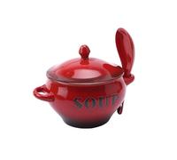 CGB Giftware | Red Soup Bowl and Spoon Set in Gift Box | Country Farmhouse Chic | 350ml Capacity | JK778RED