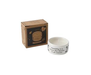 CGB Giftware | Send With Love 'Friendship Is A Flower That Blooms In All Seasons' Ceramic Tealight In Gift Box | Tea Light Candle | Sentiment | Homeware | New Home | GB07471