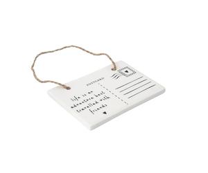CGB Giftware | Send With Love 'Life is an adventure best travelled with friends' Postcard Ceramic Hanger | Homeware | Keepsake | Sentiment | GB07372