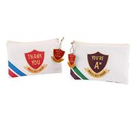 CGB Giftware | Set of 2 Canvas Pencil Case | Shield Design | Thank You World's Best Teacher Gift | End of Term Gift | You're A* | DES616