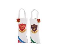 CGB Giftware | Set of 2 Reusable Canvas Bottle Bags | 2X Shield Designs | Thank You World's Best Teacher Gift | End of Term Gift | You're A* | DES618