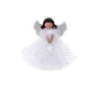 CGB Giftware | Silver Dark Haired Light Up Tree Topper Angel Hanging Decoration | Battery Powered | Christmas Festive Holiday Home Accessory | Joy to the World Range | GB06689