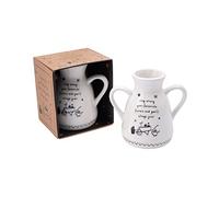 CGB Giftware | Twin Handle Ceramic Bud Vase | ‘Stay Among Your Favourite Flowers…’ | Positive Growth Slogan | Gardening Design | White Black | Gift Box | Send With Love Range | GB06497