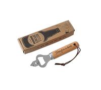 CGB Giftware | Wooden Handle Bottle Opener with 'Time for A Beer' Slogan Engraved | Double Function As Can Opener | Leather Handle End | Comes Gift Boxed | GB07649