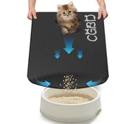 CGBD Cat Litter Mat - Double Layer Honeycomb Design Litter Trapping Mat, Urine-Proof & Non-Slip, Easy Clean Waterproof Litter Box Mat, Kitten Supplies and Essentials, 30x24 inch, Black
