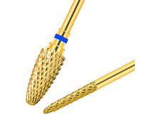 CGBE 2PCS Nail Drill Bits, Tungsten Steel Gold Drill Bit with Medium Gravel , Professional 3/32" Electric Nail Drill, Nail Cutter Bits for Manicure Pedicure, Grain + Needle Shape