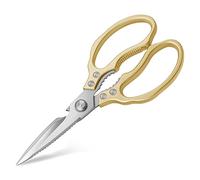 CGBE Heavy Duty Dishwasher Safe Food Scissors, Multi-Purpose Kitchen Shears, Non Slip Stainless Steel Sharp Cooking Scissors for Kitchen Gold