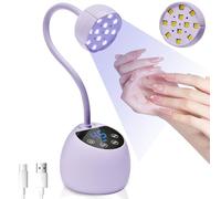 CGBE Mini UV Nail Lamp with Smart Sensor and Display, 12 Beads Mini Nail Lamp, UV Lamps for Gel Nails with 4 Modes, Portable LED Nail Lamp with USB Charging Cable in Salon Or DIY at Home, Purple
