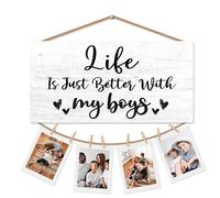 CGBHW Life is Just Better with My Boys Picture Frame Photo Holder for Wall, New Mom Gifts, Boy Mama Gifts, Christmas Birthday Gift for Mother, Mom of Boys Hanging Photo Display