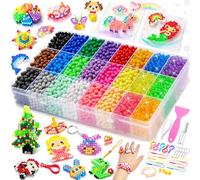 CGBOOM 24 Colors 6800+ 5mm Round Plastic Craft Beads Refill Set,Water Spray Beads Set with Arts and Crafts Accessories as DIY Crafts Toys for Kids