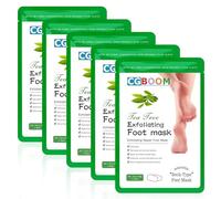 CGBOOM 5 Pack Foot Peel Mask,Exfoliating Foot Socks Calluses Remover Dead Skin, Tea Tree Moisturizing Feet Peeling Mask for Dry Skin,Cracked Heels,Foot SPA Socks for Women and Men (Tea Tree)