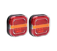 CGBWMB Led Trailer Tail Lamp 4inch Square Brake Flowing Turn Signal Blinker License Plate Lamp 12V 24V For Truck Pickup Van 4x4 Car Rear Light