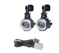CGBWMB Motorcycle Headlight Motorcycle LED Headlight Projector Lens Auxiliary Fog Lights 100W Dual Color Flashing Motorcycle Light With Switch(White White A)