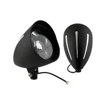 CGBWMB Motorcycle Headlight Universal Motorcycle Visor Bullet LED Headlight Lamp Headlamp 1 Piece(Matte Black CUT LED)
