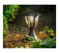 CGC Black Outdoor Coach Lantern Short Pedestal Post Bollard Light