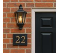 CGC Black Outdoor Wall Light Lantern Traditional Vintage Half Wall Flush Mount E27 Mains Power (Large Half Wall)